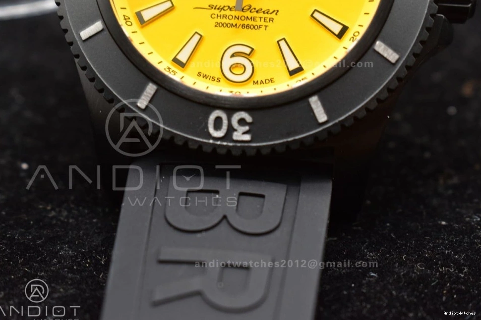 Yellow Automatic Best Edition Bezel Dial 44 1175 GoAnywhere Strap TF Black on Black Superocean A Rubber 1:1 0101
